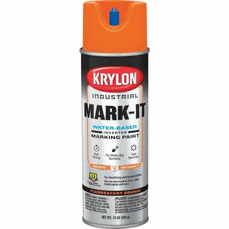 KRYLON Mark-It Industrial WB Fluorescent Orange Inverted Marking Paint 732008
